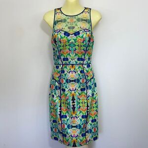 Milly of New York  Dress Watercolor Floral Print Net Accent Sun Dress NW…